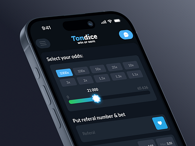 Tondice – Mobile App app design blockchain blockchain gaming crypto gambling crypto gaming cryptocurrency design dice game figma gambling app minimal ui mobile experience mobile gambling ton coin ui user friendly design ux