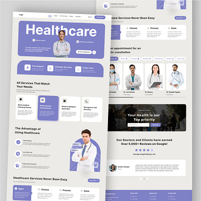 Health care landing page design clean design creative design creative ui digital health health and wellness healthcare services interactive design landing page ui medical portal medical website minimalist design modern web design responsive layout uiux design user experience user interface design web design