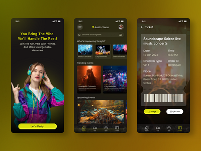 Night Party🕺🎶 eventapp eventbooking eventvibes nightlifeexperience nightparty partyplanner partytime uiuxdesign vibrantdesign