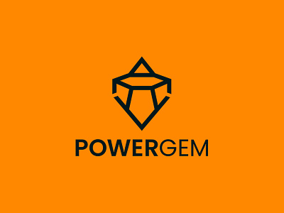 PowerGem Logo bold logo diamond electricity gem orange and black powerline