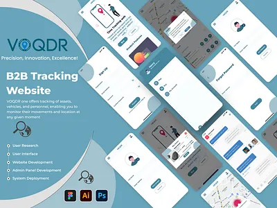 VOQDR - Elevating B2B Tracking Solutions chat messaging software django figma geojson socket programming stripe api typography uiux prototyping user experience design user flow ux ui web design web development wireframing