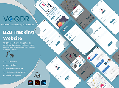 VOQDR - Elevating B2B Tracking Solutions chat messaging software django figma geojson socket programming stripe api typography uiux prototyping user experience design user flow ux ui web design web development wireframing