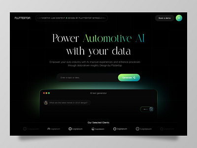 AI Website Design for Automotives ai ai powered design platform ai website ai website design artificial intelligence artificial website automotives design fluttertop landing page landingpage machine learning machine learning website user interface web web design webdesign website website concept website design