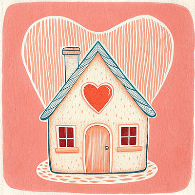 House with heart graphic design ill illustration