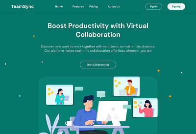TeamSync Collaboration Platform Illustration character design flat hero icon illustration illustrator landingpage saas ui ux vector