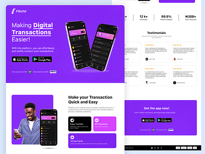 Landing Page Design for Mobile App (Fintech) banking branding design figma fintech graphic design illustration landing page logo product design ui ui design uidesign uiux ux ux design uxdesign web design website website design