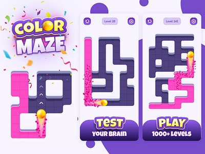 ASO Design for the new Color Maze Adventure game adventure app store aso color game color maze design game google play graphic design illustration maze mobile puzzle screenshot set ui vector vibrant