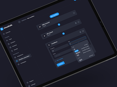 Cloudtalk - Dark version app call center calling app dark mode dashboard interface platform ui ux