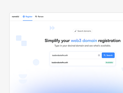 nameful → Screens UI blockhain crypto dashboard design domain ens eth graphic design platform search ui web3