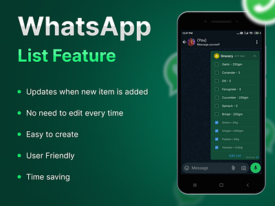 WhatsApp List Feature app ui case study dashboard ui design inspiration figma figma community figma designs list making app ui listing app ui mobile app mobile app inspiration mobile app ui om mutyal product design task manager ui ui ux uxsolutions whatsapp list feature whatsappredesign