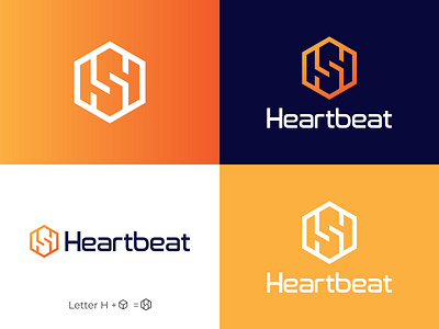 Heartbeat blcokchain technology Logo and Branding blockchain logo graphic design heartbeat logo logo design minimalistlogo modern logo payment logo technology logo