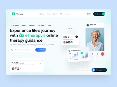 eTherapy - Web Design for Healthcare creative website design health homepage design interface medical product service startup ui ux web website