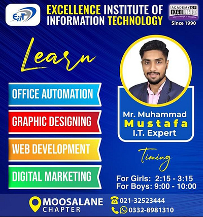 Academy of excellence (Sir Mustafa) I T instructor post academy of excellence aptech arena multiple computer class computer courses computer instructor graphic designing hme house of modern techno it courses it instructor kharadar lyari microsoft office moosa lane muhammad mustafa mustafa sir mustafa web development world learning