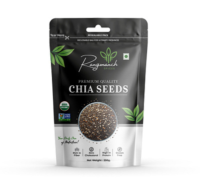 Chia Seeds Pouch Design box design brand design brand packaging branding chia seeds chia seeds packaging chia seeds pouch chia seeds pouch design healthy foods indian food label design logo design pouch design product design spices spices packaging spices pouch design