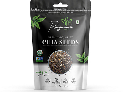 Chia Seeds Pouch Design box design brand design brand packaging branding chia seeds chia seeds packaging chia seeds pouch chia seeds pouch design healthy foods indian food label design logo design pouch design product design spices spices packaging spices pouch design