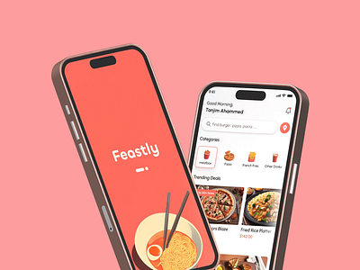 Feastly - Food Ordering Mobile App UI app application branding design figma figma design food app inspiration ios design minimallist mobile app restaurants ui ui design ux ux design