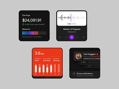 Widget exploration - Part 1 chart earning minimalism music notification small tracking uiux visual design widget