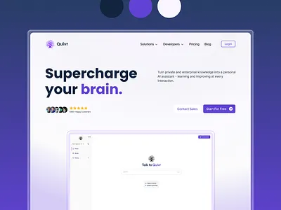 Quivr - Hero Section creative jaweria design graphic design hero section jaweria mehboob purple color quivr hero section ui ui design uiux web hero section web ui