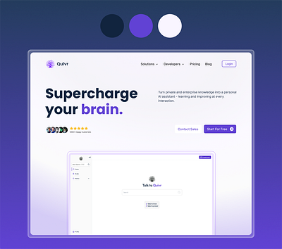 Quivr - Hero Section creative jaweria design graphic design hero section jaweria mehboob purple color quivr hero section ui ui design uiux web hero section web ui