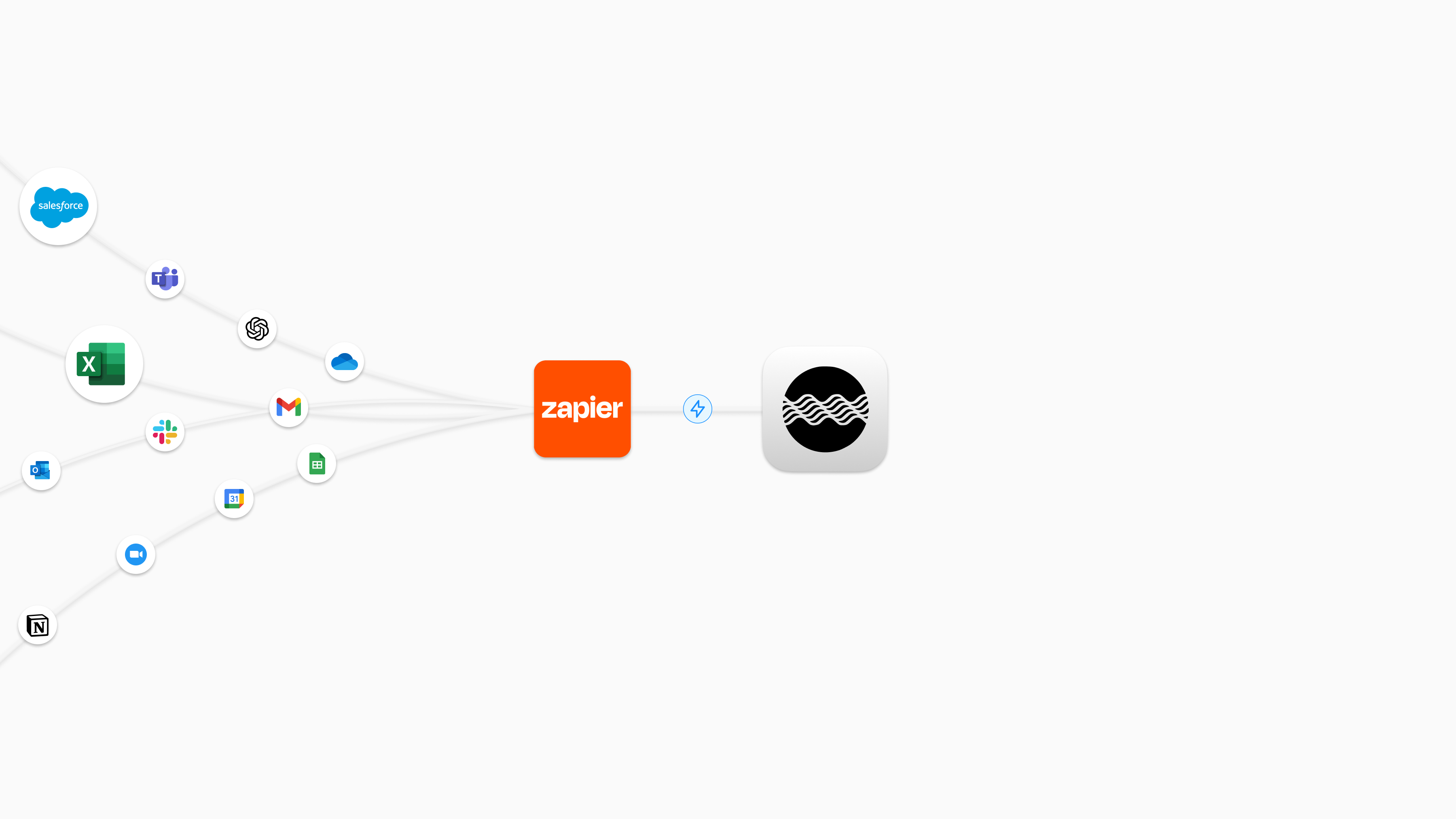Integrations · Zapier · Countercyclical ai app automate automation bolt branding connect countercyclical design enterprise figma integrations lightning logo minimal saas stream ui ux zapier