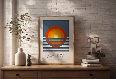 Good Morning abstract art cute design geometric good morning graphic design illustration sunrise wall art