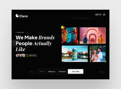 Clavo - Design agency website blockchain brands crypto design agency design studio finance hero section motion product design ui ui design web2 web3 website