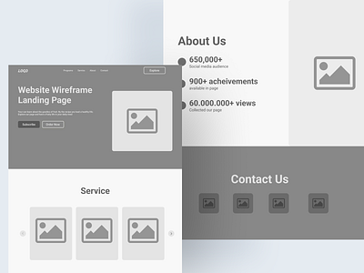 Landing Page Wireframe animation logo motion graphics ui