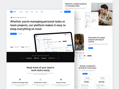 Task Management Landing Page app chart clean design fireart landing management task ui ux web