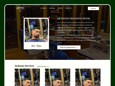 Jacksons Grooming Room appdesign barbershopdesign creativedesign dailyui designcommunity designinspiration designshowcase groomingsalon landingpagedesign moderndesign responsivedesign uiinspiration uiux uiuxdesign userinterface uxinspiration webdesign