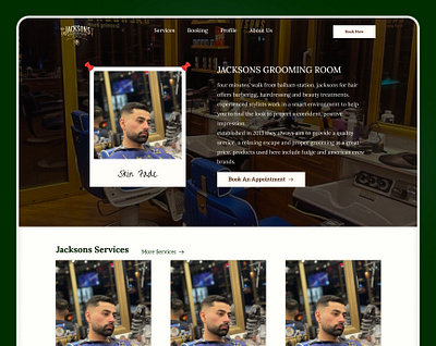 Jacksons Grooming Room appdesign barbershopdesign creativedesign dailyui designcommunity designinspiration designshowcase groomingsalon landingpagedesign moderndesign responsivedesign uiinspiration uiux uiuxdesign userinterface uxinspiration webdesign