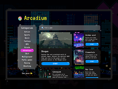 Arcadium Retro Style Gaming Dashboard dashboard design figma game hero old pixel retro ui ux website