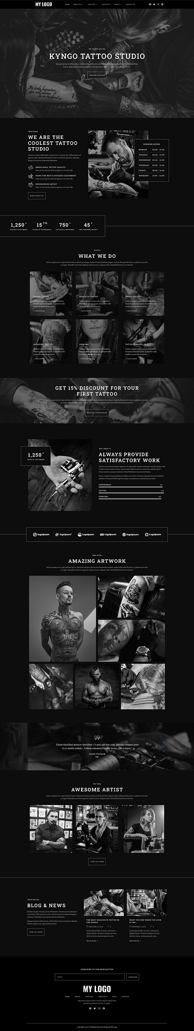 Bold Website UI Design for Tattoo & Piercing Studios 3d animation branding design graphic design illustration logo motion graphics ui vector