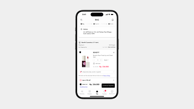 Day 58 - Shopping cart #DailyUI benetint checkout page dailyui design ios lightmode makeup shopping cart ui ux