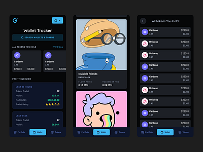 Token Wallet Tracker app appdesign appuidesign crypto design nft token ui uidesign