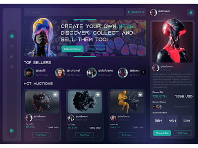 Website UI for a NFT Auction Platform
