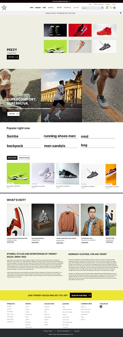 TRENDY-SOLES LANDING PAGE branding logo shoe web design shoes landing page sports clothes landing page sports landing page sports shoes landing page trending landing page ui ui landing page web design web design landing page