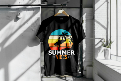 Summer Vibes T-shirt Design | Summer T-shirt Design | Surfing app branding design graphic design illustration logo t shirt t shirt design typography typography t shirt desing ui ux vector