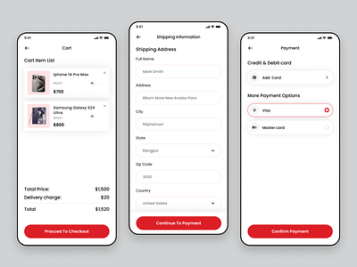 E-Commerce Checkout Process Page Design app branding cart dailyui design desing e commerce mobile payment shipping address shop shopping ui ux web