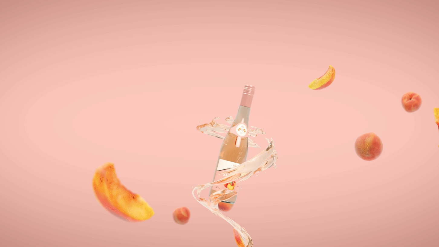 Peach Sangría 3D Animation - Product Video for Amazon 3d 3d animation 3d modelling 3d rendering after effects alcohol amazon animation branding cgi design fruit graphic design illustration liquid motion graphics peaches ui website wine