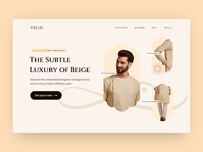 Hero section for a luxury clothing company beige challenge daily dailyui design hero kurta luxury website