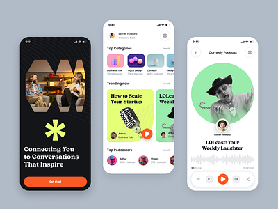 Podcast Mobile App android app app design design ios mobile app play playlist podcast ui podcasting ui uiux ux