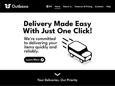 Outboxo Website UI box branding car clean delivery graphic design indie isometric landing page layout logo design mark mid century minimal modern project simplicity type uiux web design