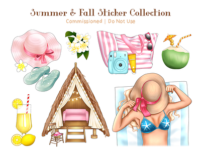 Sticker Sheets Commission | Summer & Fall 2d illustration autumn character design collection digital art editorial print sticker summer