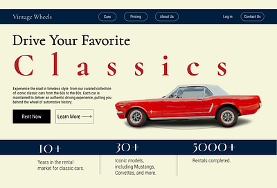 Landing Page car car design car rental cars classic cars landing page ui ui design ux ux design uxui uxui design web design website