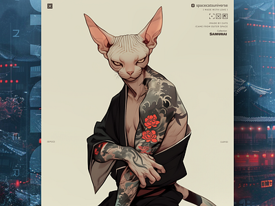 Collection [SAMURAI] Yakuza cat ai branding cat daliy design illustration poster print