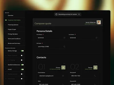 CRM Quoting Form (concept) clean concept crm flat minimal quoting ui