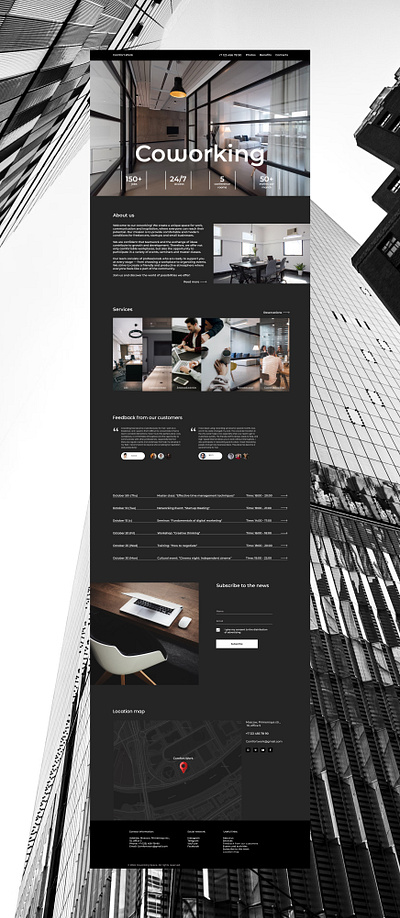 Coworking landing design design landing open space ui web design