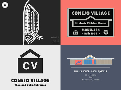 Conejo Village Eichler Homes community - custom artwork adobe illustrator architecture california eichler house drawing icon design illustration logo logo design map mid century modern minimalist signage vector vector art vector illustration