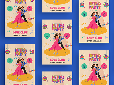 Poster design for Retro Party design digital art digital illustration graphic design illustration retro vector