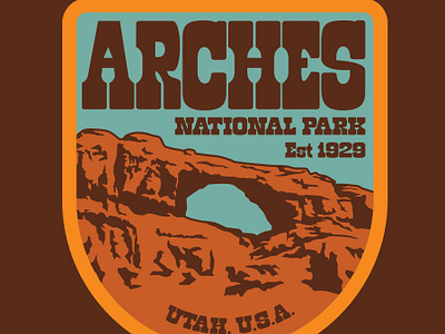 Arches - Skyline Arch arches arches national park badge design illustration logo national park outdoors patch retro utah utah arches utah park vintage wilderness